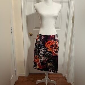 Grace Elements Abstract Floral Pencil Skirt Size M Stretch Career Skirt